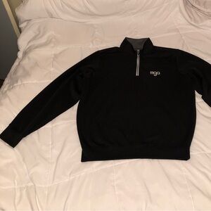 Fairway & Greene Black half Zip pull over jacket is ,90 polyester/ 10 spandex